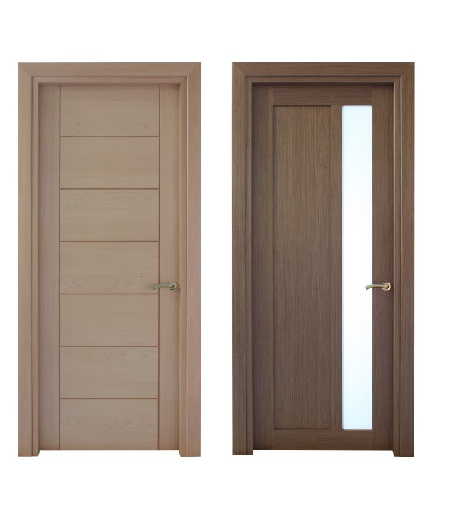 Modern interior doors in beige and walnut finishes