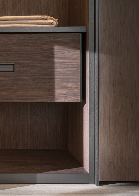 Walnut drawer storage detail